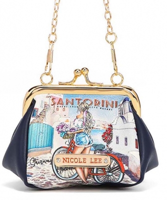 NICOLE LEE Kiss Lock Clutch Crossbody Bag PRT7408 STAIRWAY TO HEAVEN